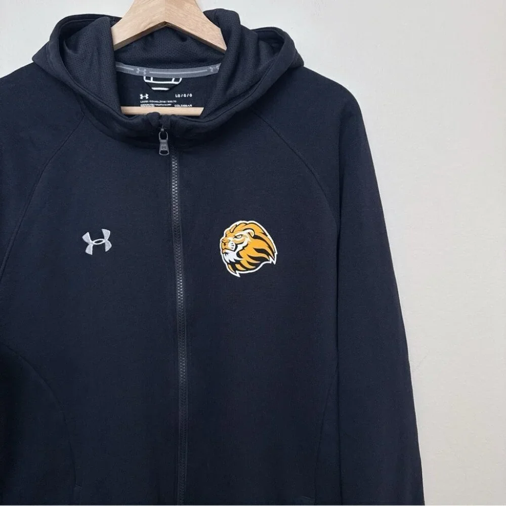 Under Armour Mens Large Cold Gear Hooded Full Zip Micro Fleece Liner Jacket